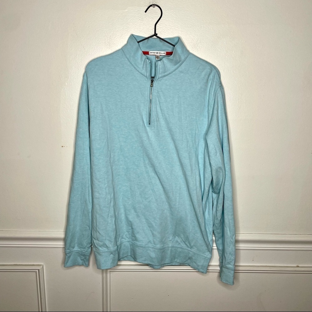 Peter Millar Light Blue 100% Cotton 1/4 Zip Pullover Mens M - Picture 1 of 7
